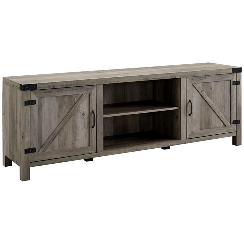 Home Square 4 Piece Set with TV Stand, Coffee Table and 2 End Tables in Oak