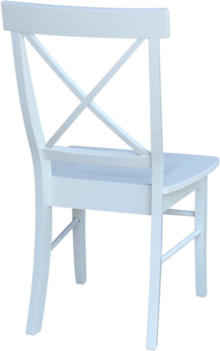 White High Cross Back Solid Wood Side Chair