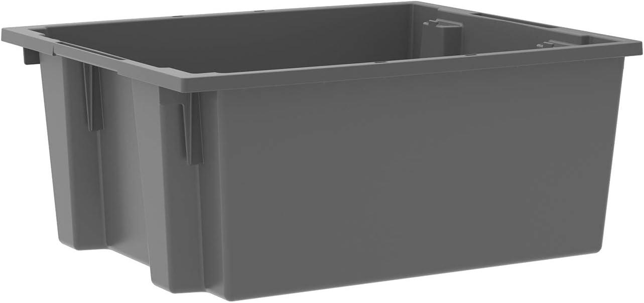 Gray Heavy-Duty Industrial Plastic Storage Bin, 23.5" x 19" x 10"