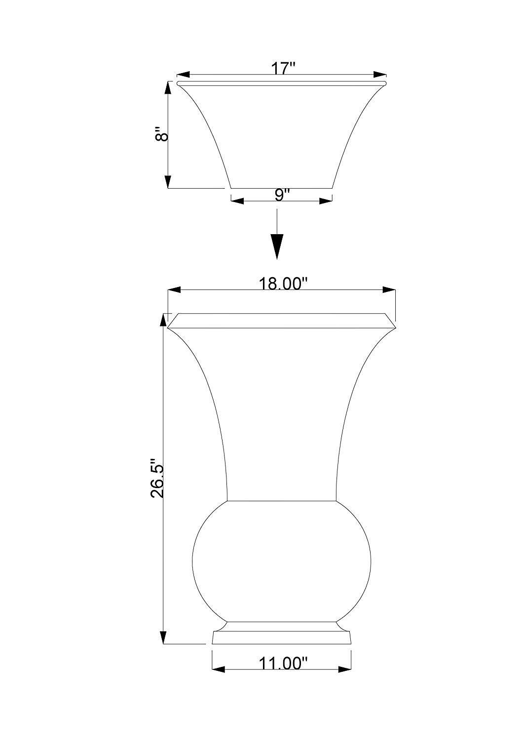 H Potter Tall Planter Large Outdoor Copper Decorative Planters Indoor Flower Garden Urn