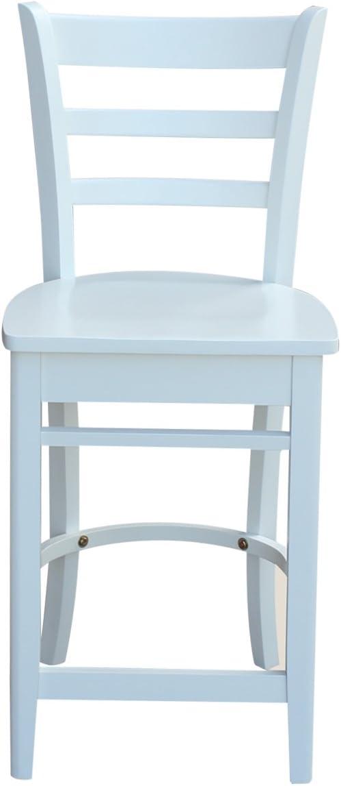 24" Emily Counter Height Barstool White - International Concepts: Hardwood Frame, Ladder-Back Design, Kitchen-Compatible