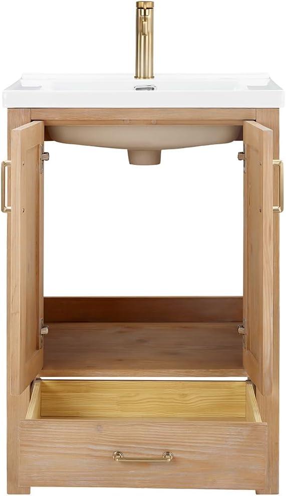 Gela 23.6'' Free-standing Single Bathroom Vanity with Ceramic Vanity Top