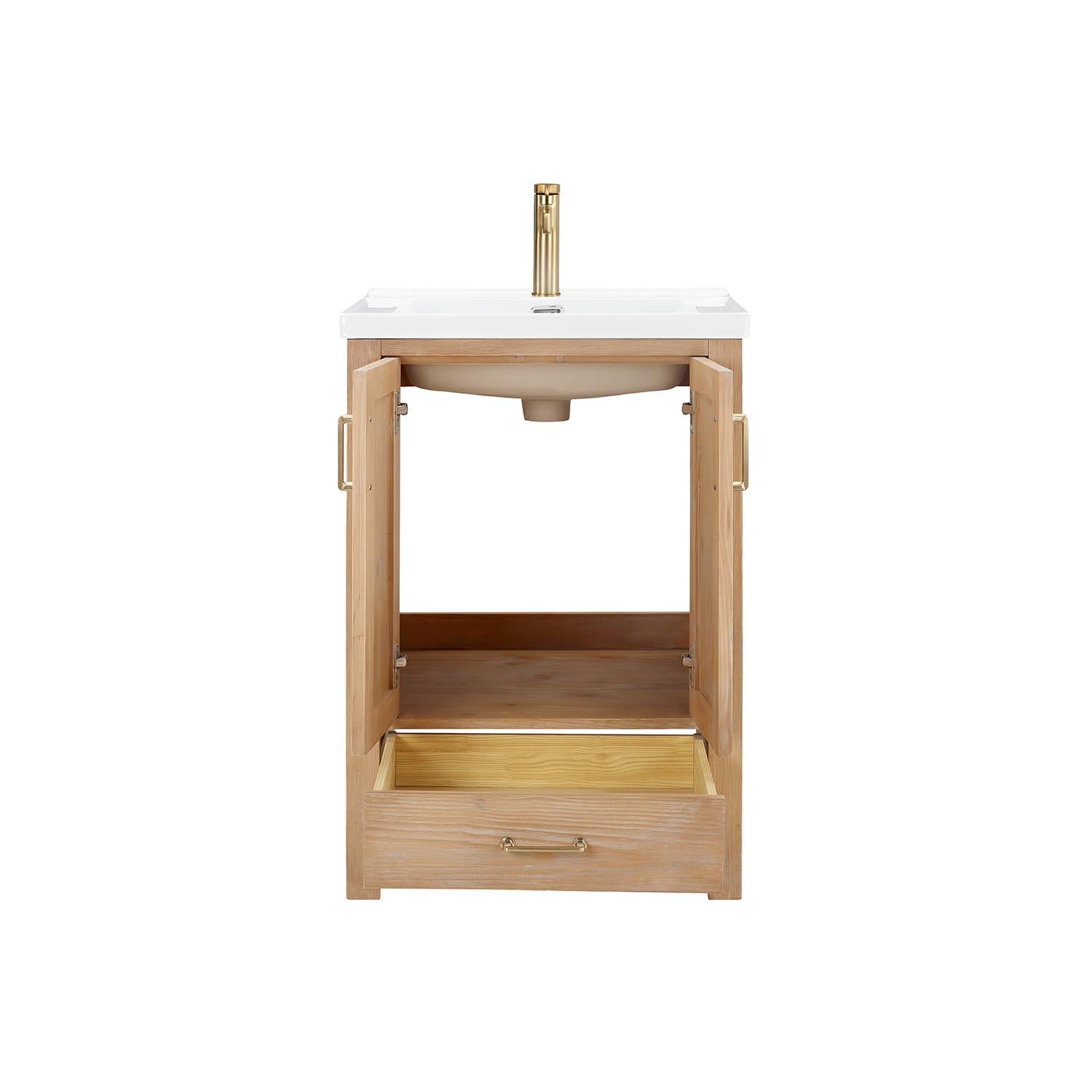 Gela 23.6'' Free-standing Single Bathroom Vanity with Ceramic Vanity Top