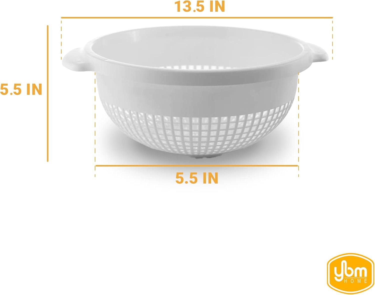 White Deep Plastic Strainer Colander with Handles