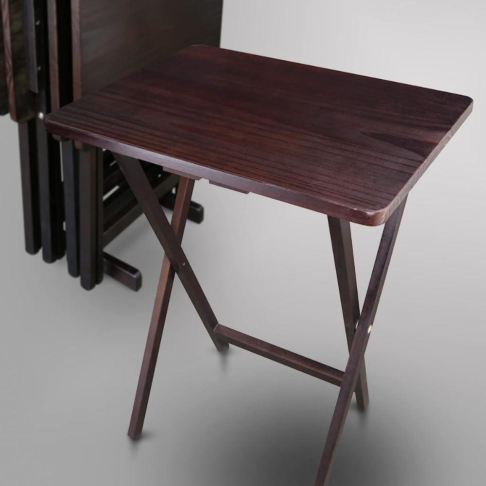 5-Piece TV Tray Table Set with Holder in Espresso (4 Trays, 1 Stand)
