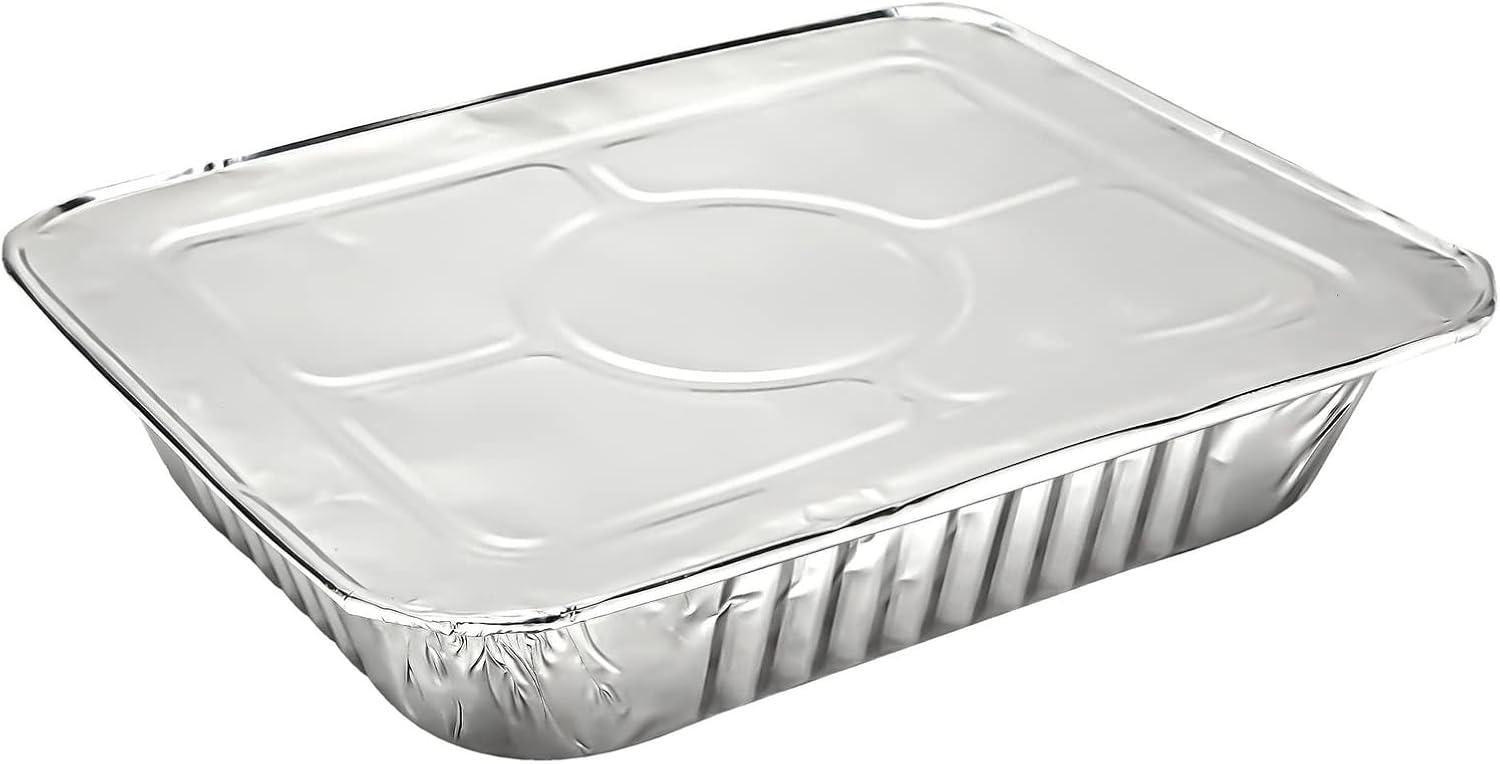 20 Pack Half Size Aluminum Pans with Lids, 9x13 Tin Food Storage Trays for Baking, Catering, Table, Food