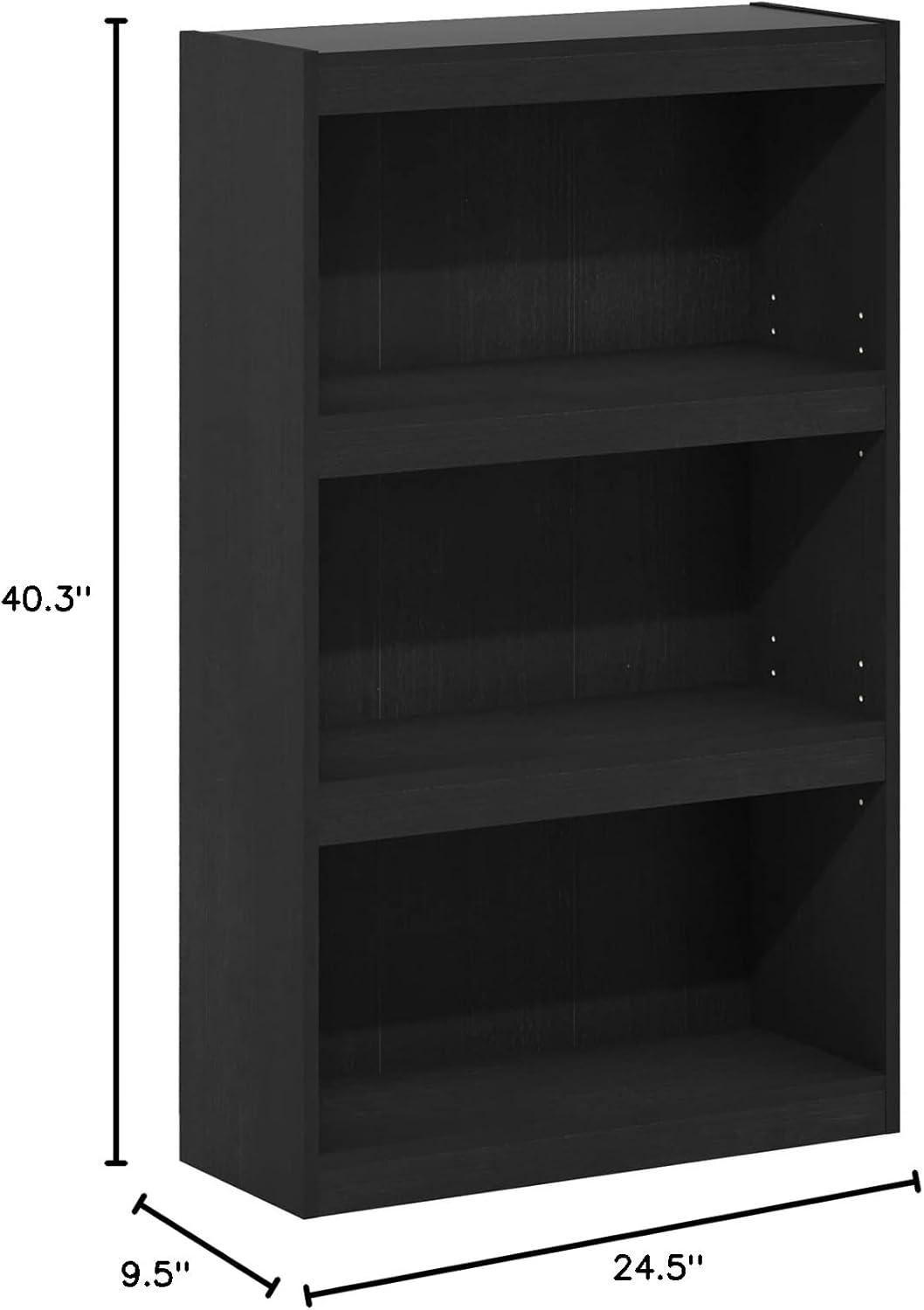 Furinno JAYA Enhanced Home 3-Tier Adjustable Shelf Bookcase, Blackwood