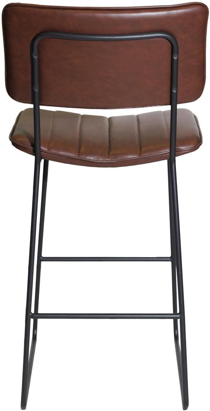 Tribeca Mid-Century Modern Brown Faux Leather 43" Bar Stool