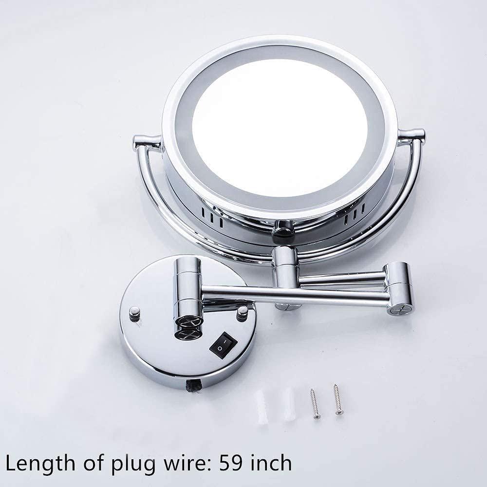 8.5 Inch Wall Makeup Mirror with 3 Tones LED Lights,Double Sided Vanity Mirror for Bathroom 10X Magnification,Plug Powered (Black/10X)