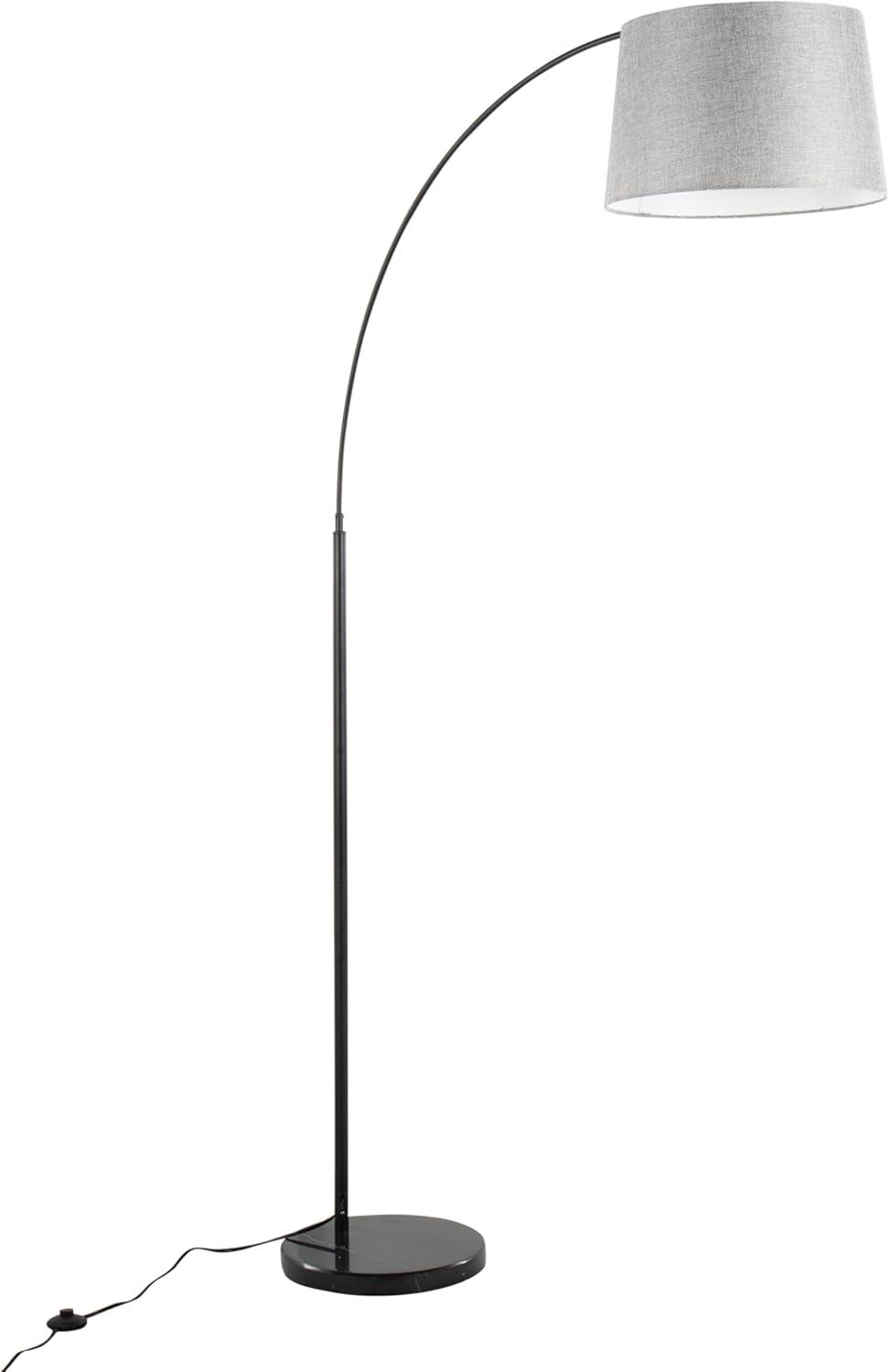 LumiSource March Contemporary Floor Lamp: Marble Base, Linen Drum Shade, UL Listed, 60W