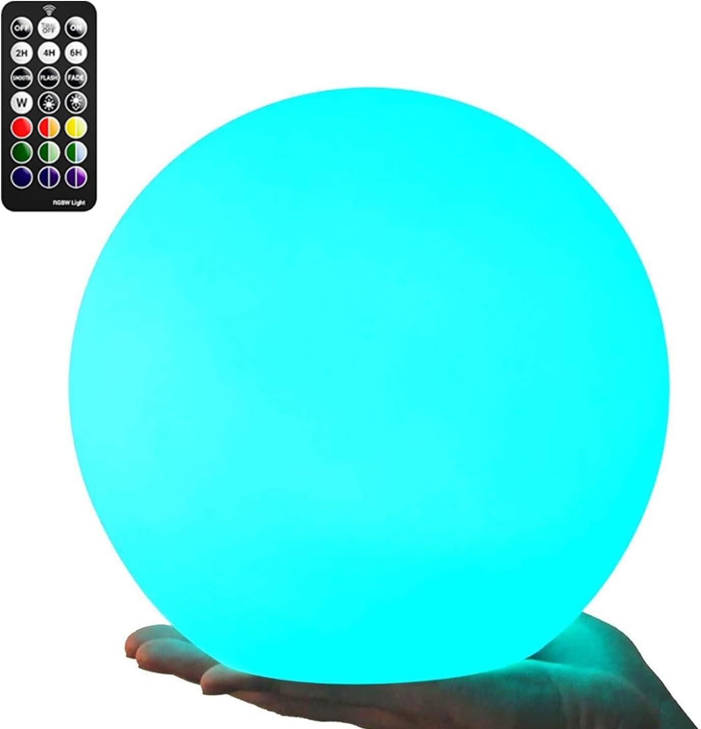 LOFTEK 8-inch LED Night Light Ball: 16 RGB Colors and Dimmable Globe Light with Remote, Upgraded Folding Handle, Seamless Matte Housing, Rechargeable IP65 Floating Pool Light, for Nursery or Decor