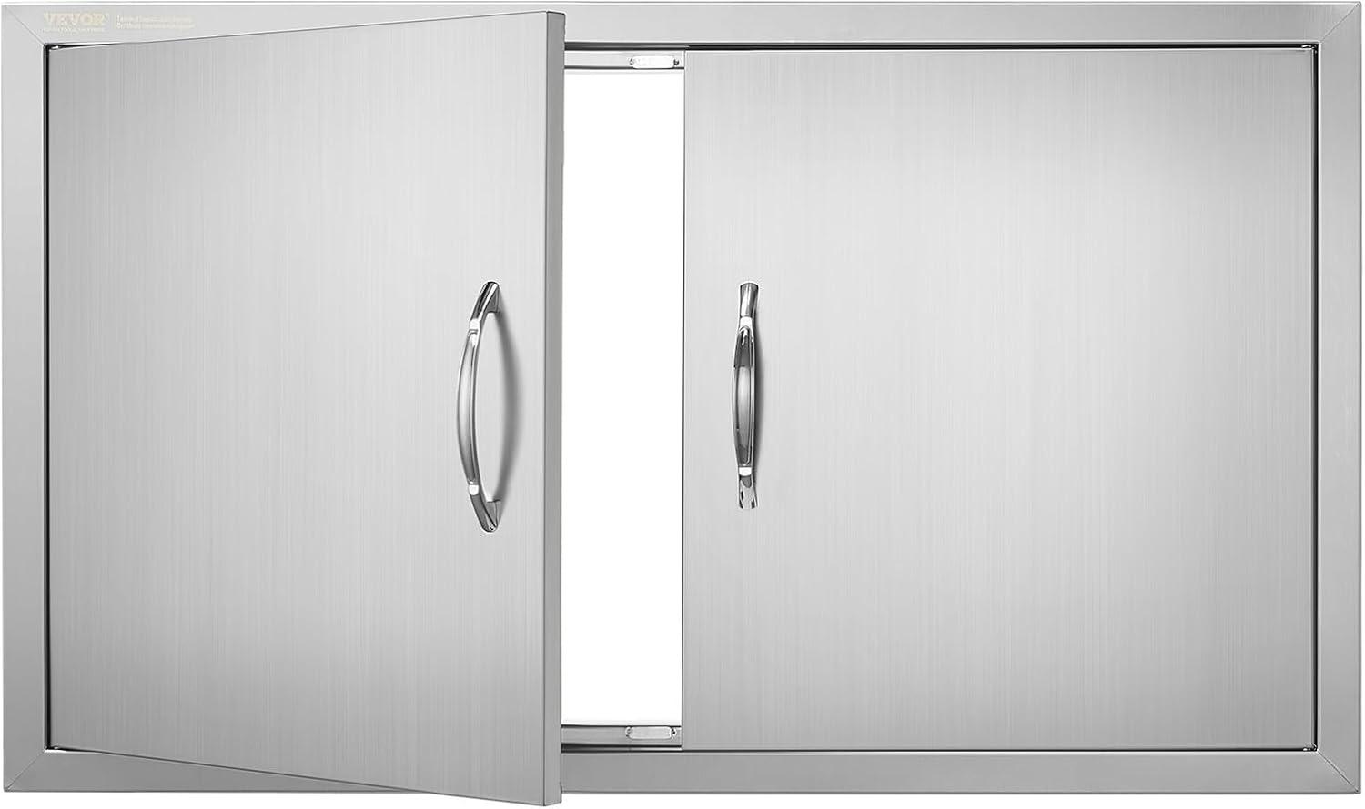 Stainless Steel Double Outdoor Kitchen Access Door 36 x 21 Inch