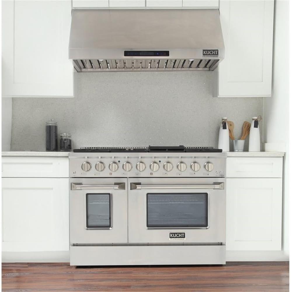 48" Stainless Steel Freestanding Natural Gas Range with Double Oven and Griddle