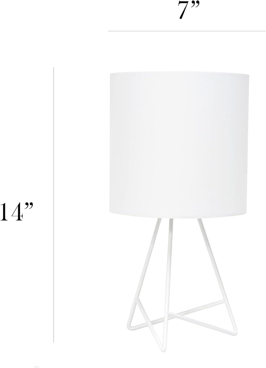 Down To The Wire Table Lamp with Fabric Shade White - Simple Designs: Modern Nightstand Light, ETL Listed