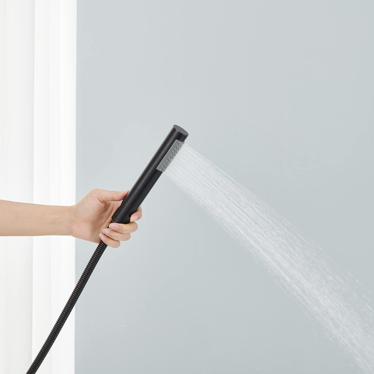 Single Handle Floor Mounted Freestanding Tub Filler Faucet with Handshower