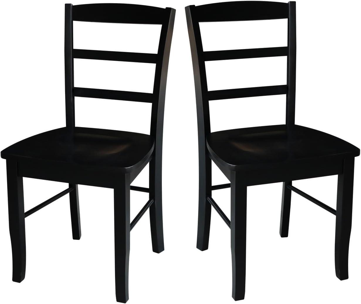 Set of 2 Madrid Ladderback Chairs Black - International Concepts: Solid Wood, Armless, Transitional Style