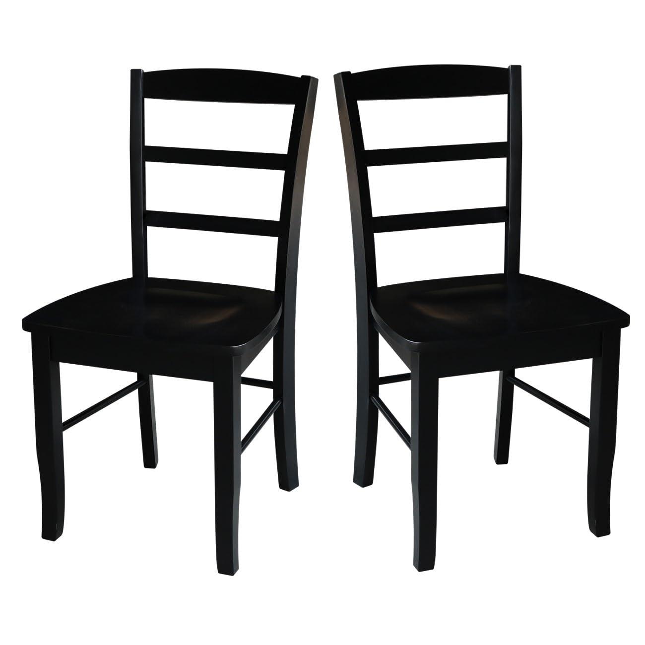 Set of 2 Madrid Ladderback Chairs Black - International Concepts: Solid Wood, Armless, Transitional Style