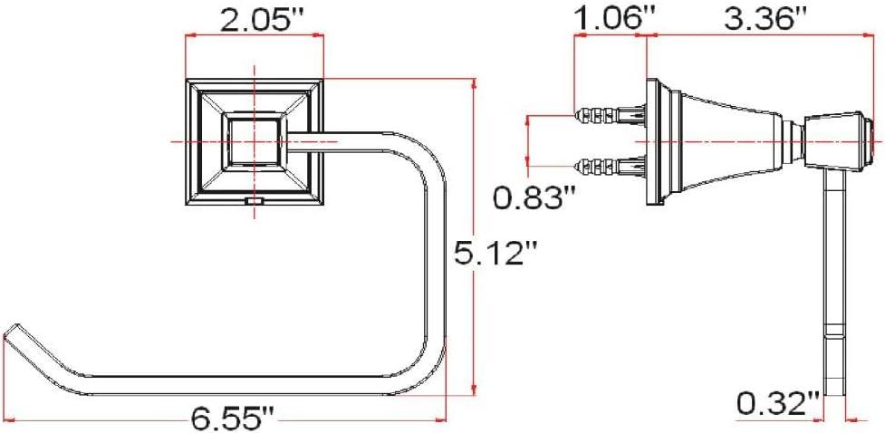 Design House 560466 Torino Classic Modern Wall Mount Towel Ring for Bathroom Kitchen Satin Nickel