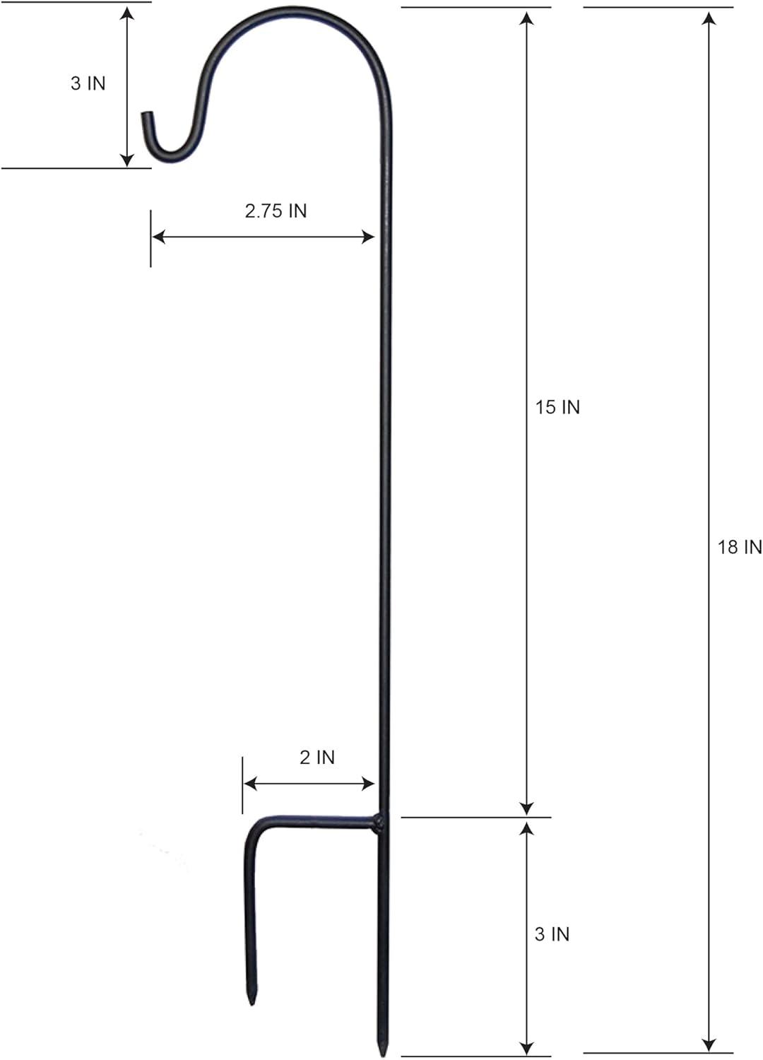 Black Powder-Coated Steel 18" Shepherd's Hooks - Set of 4
