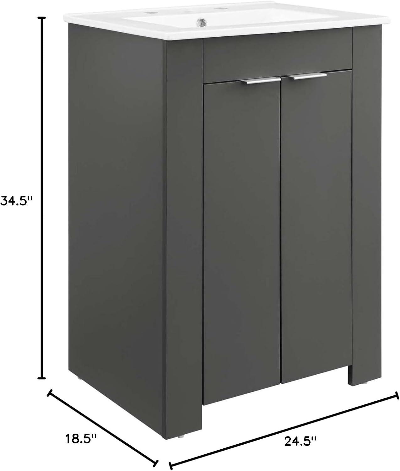 Modway Maybelle 24" Bathroom Vanity in Gray White