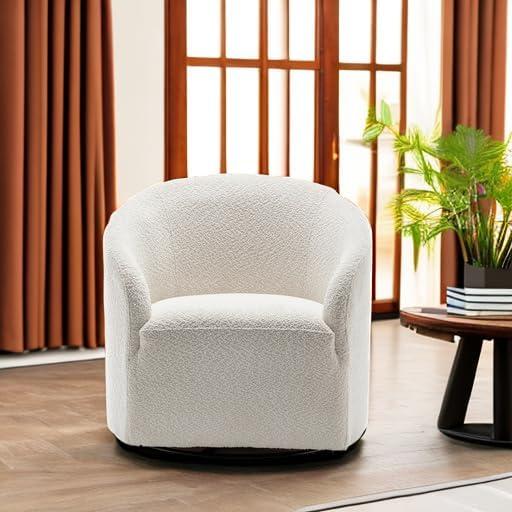 32" Wide Boucle Upholstered Swivel Barrel Chair - Kinwell