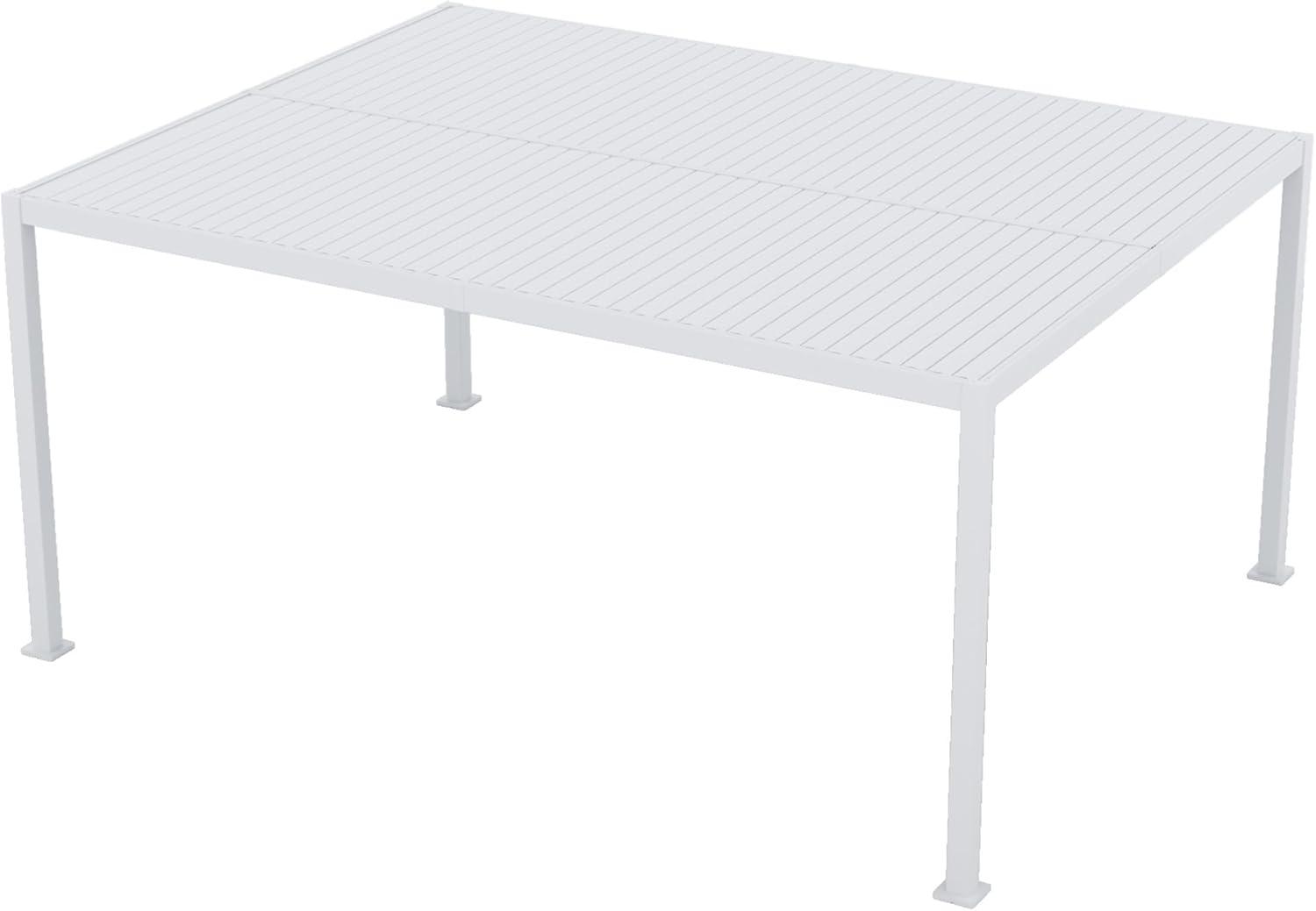 Kozyard Elizabeth White Outdoor Louvered Aluminum Rainproof Pergola with Adjustable Roof