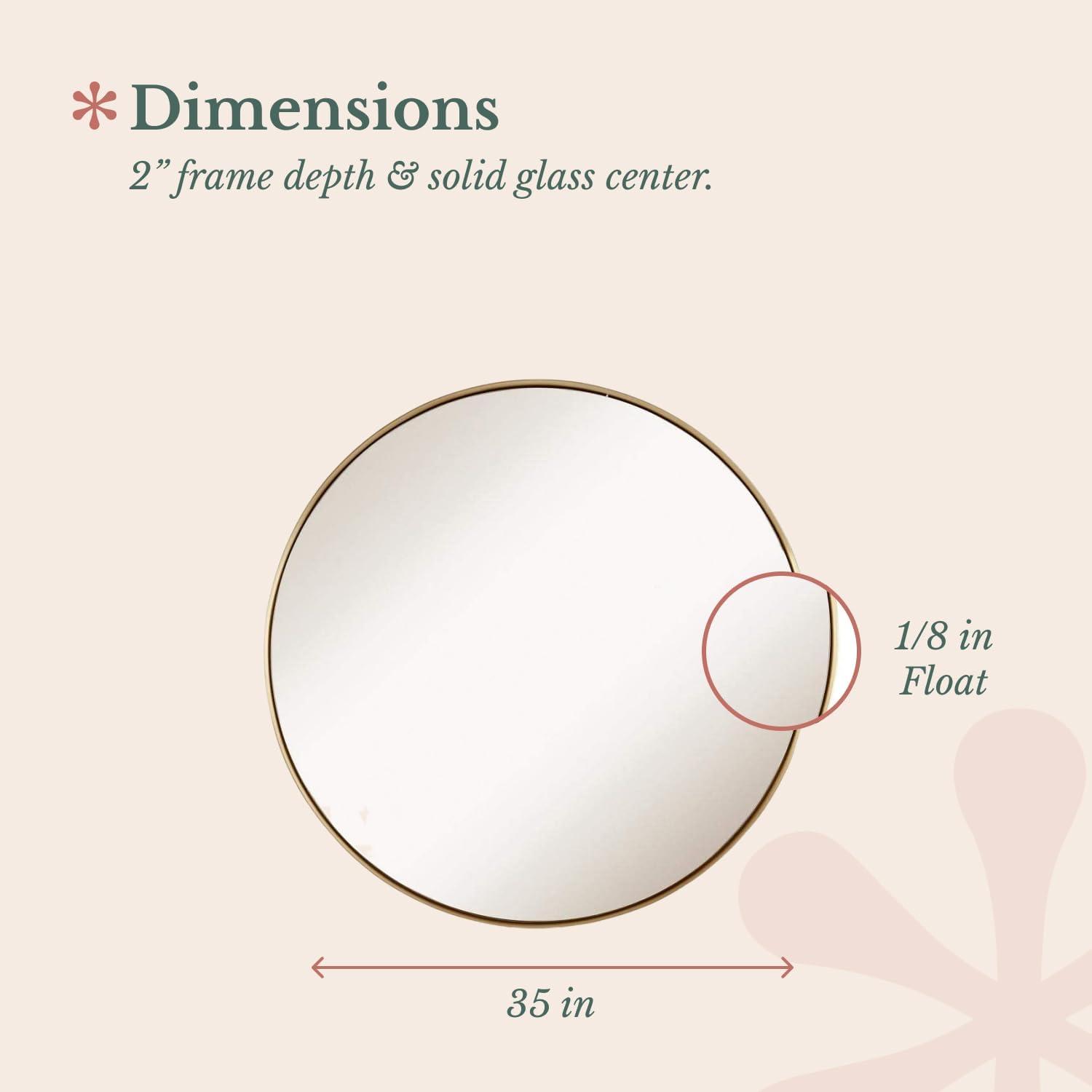 Hamilton Hills Contemporary Brushed Metal Gold Wall Mirror Glass Panel Gold