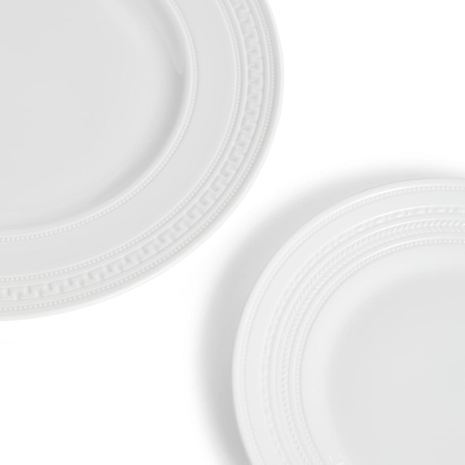 White Porcelain 5-Piece Intaglio Dinnerware Set