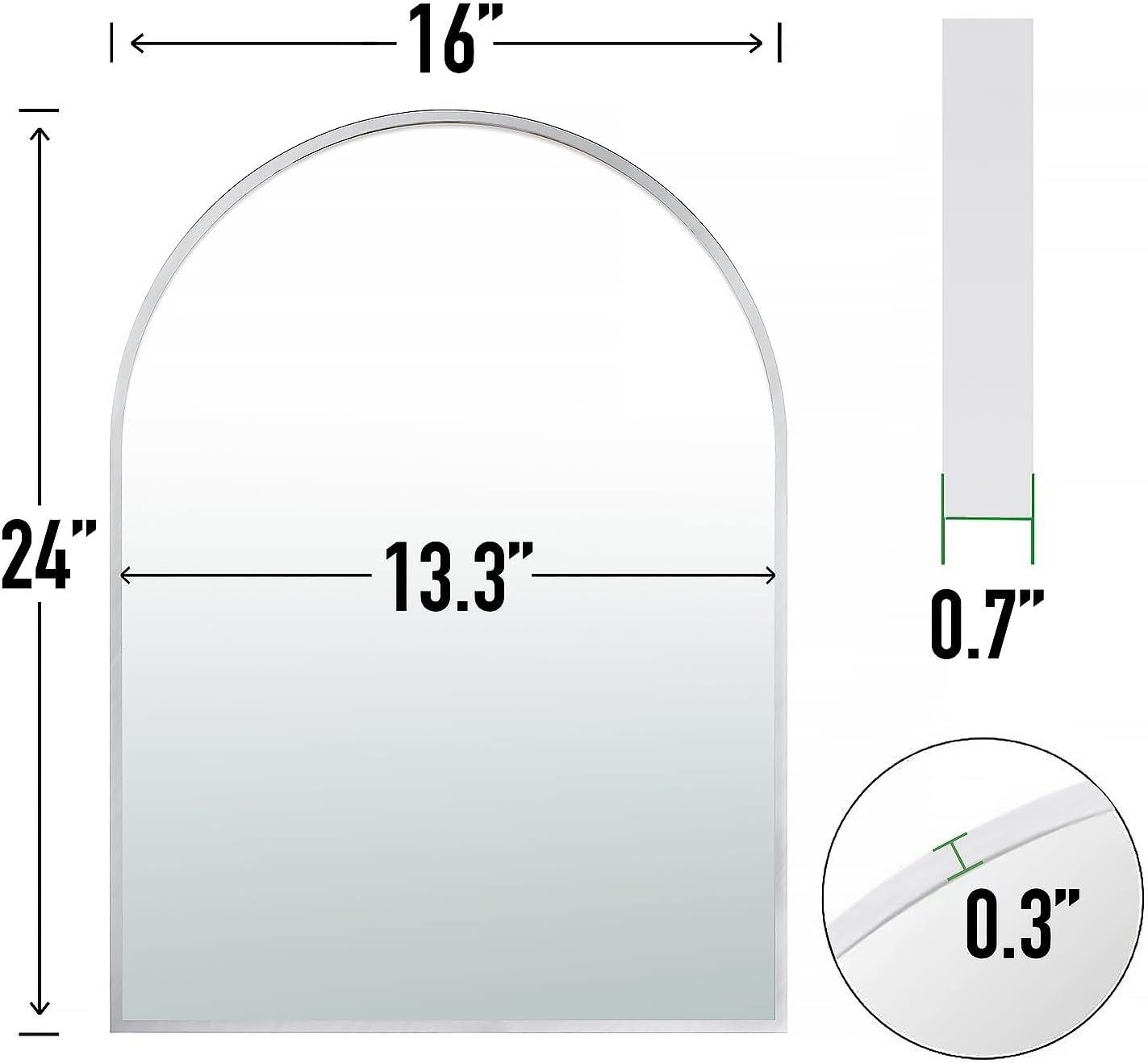 Luxhomez 36" x 24" Arch Wall Mirror for Vanity/ Bathroom, Metal Bathroom Mirror with Waterproof Aluminum Alloy Frame, Gold