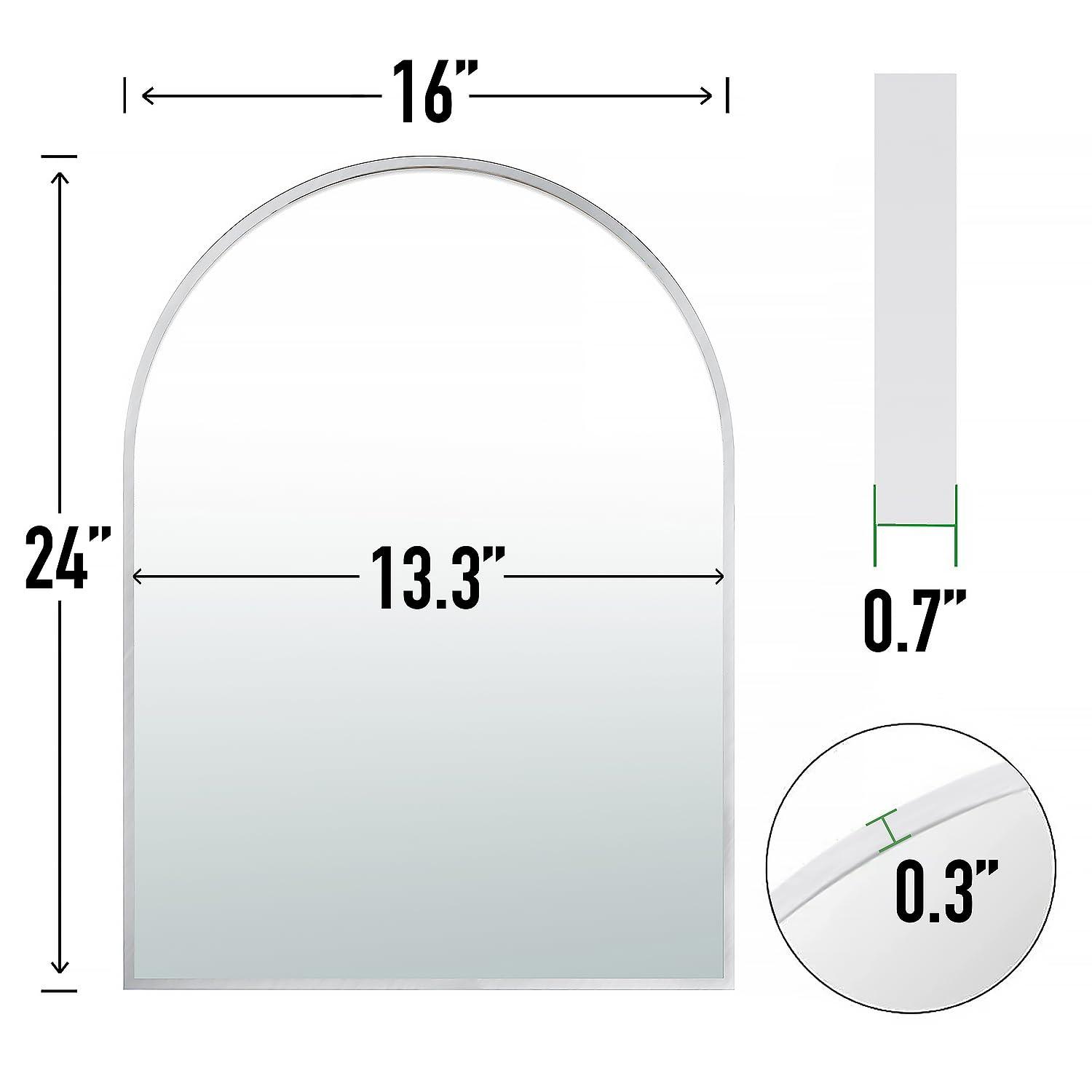 Luxhomez 36" x 24" Arch Wall Mirror for Vanity/ Bathroom, Metal Bathroom Mirror with Waterproof Aluminum Alloy Frame, Gold