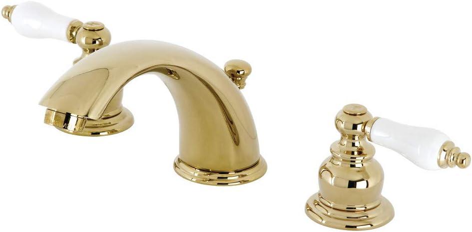 Kingston Brass Victorian Two-Handle 3-Hole Deck Mount Widespread Bathroom Faucet with Brass Pop-Up Drain