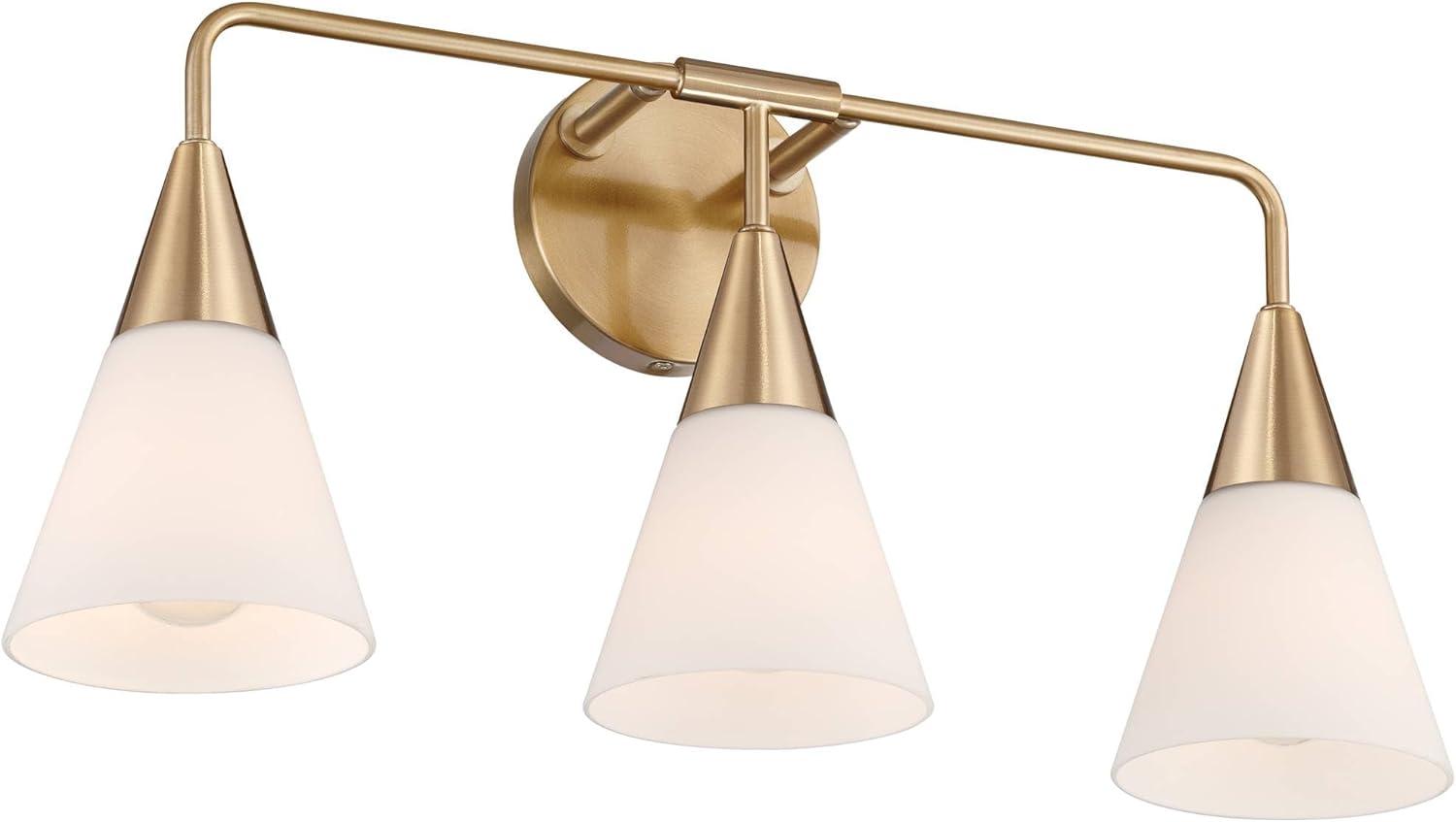 Possini Euro Design Possini Euro Amie 22" 3-Light Warm Brass and Opal Glass Bath Light