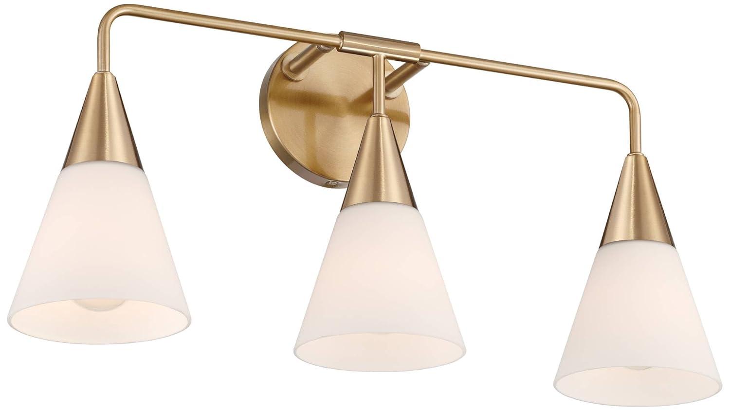 Possini Euro Design Possini Euro Amie 22" 3-Light Warm Brass and Opal Glass Bath Light