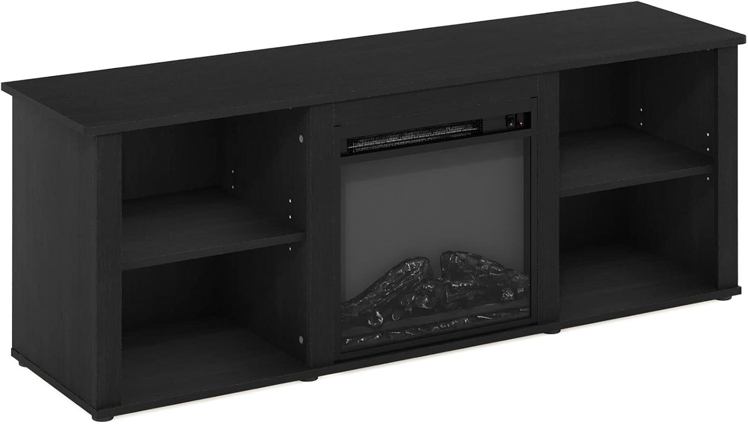 Furinno Classic Fireplace TV Stand Entertainment Console Media Center W/18" Electric Fireplace for TVs up to 60",Americano