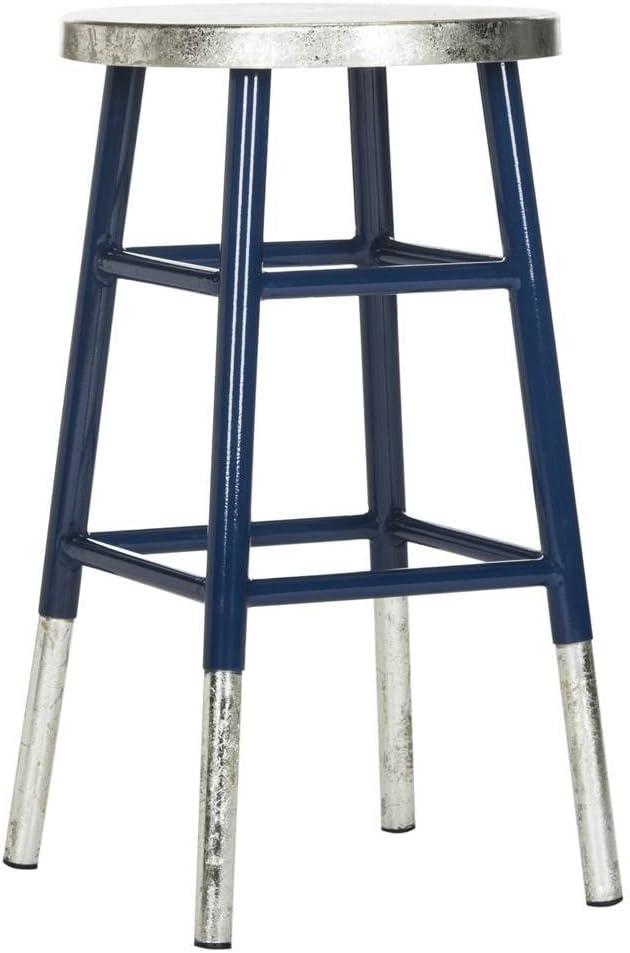 Kenzie Silver Dipped Counter Stool - FOX3211 - Navy/Silver - Safavieh Couture