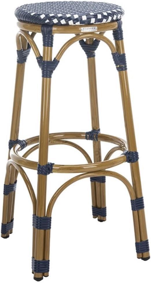 Kipnuk Barstool - Indoor/Outdoor - FOX5211 - Navy/White - Safavieh