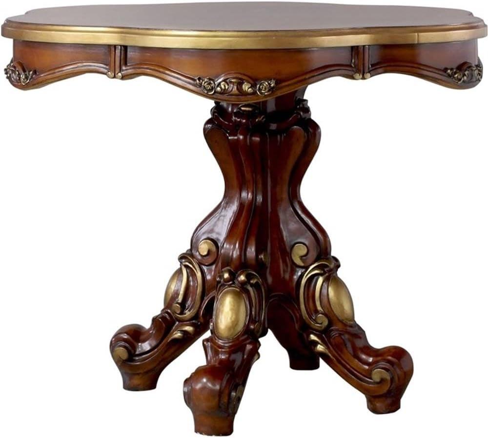Acme Furniture 48" Picardy Accent Table Honey Oak: Elegant Scrollwork, No Assembly, Spot Clean, Wood Frame
