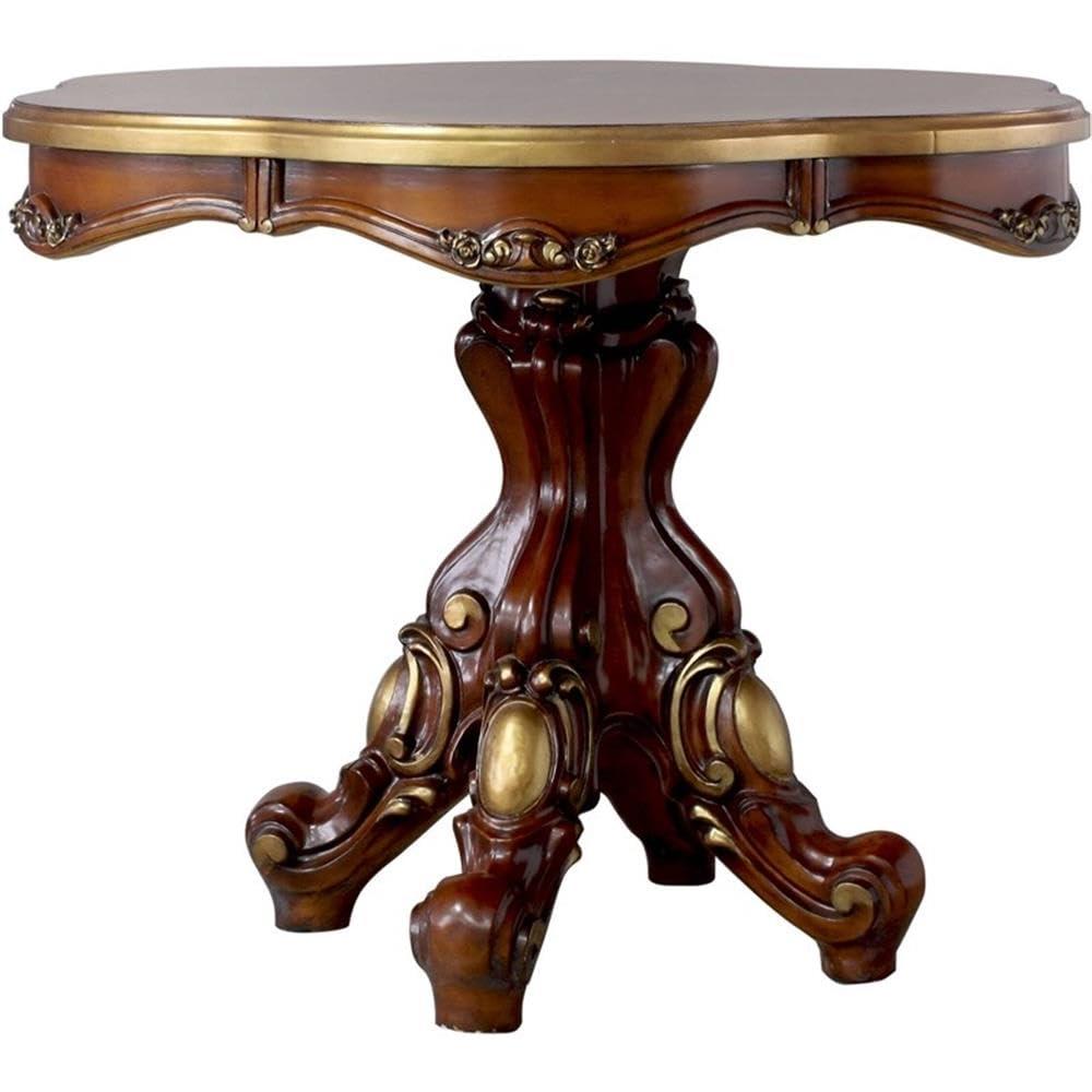 Acme Furniture 48" Picardy Accent Table Honey Oak: Elegant Scrollwork, No Assembly, Spot Clean, Wood Frame