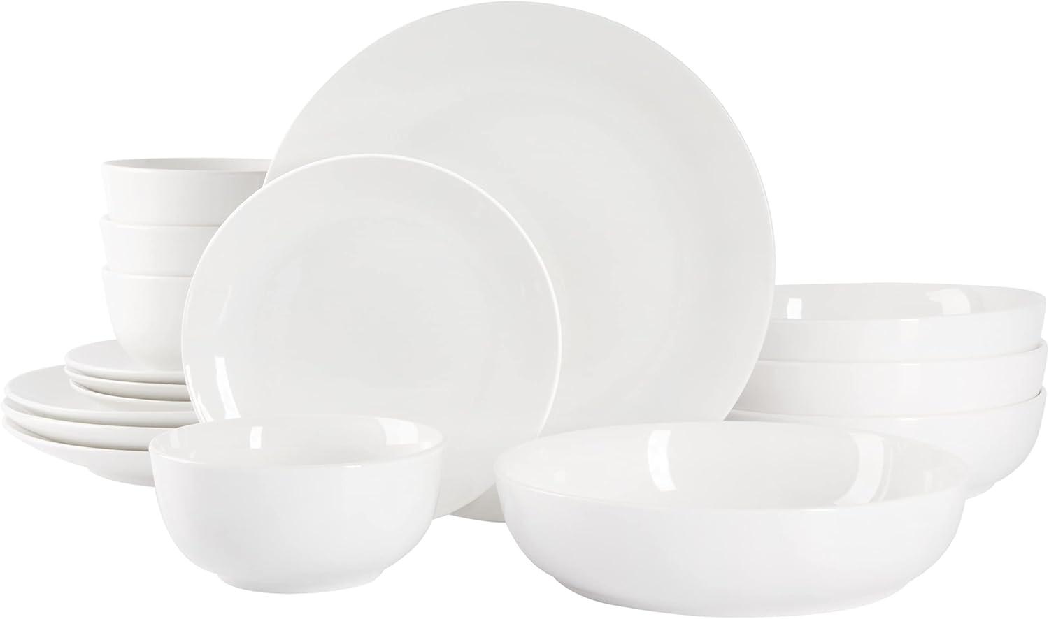 16-Piece White Porcelain Square Dinnerware Set