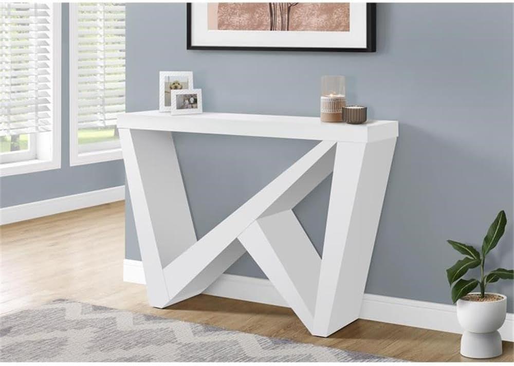 Monarch Specialties Accent Table Console Entryway Narrow Sofa Living Room Bedroom White Laminate Contemporary Modern