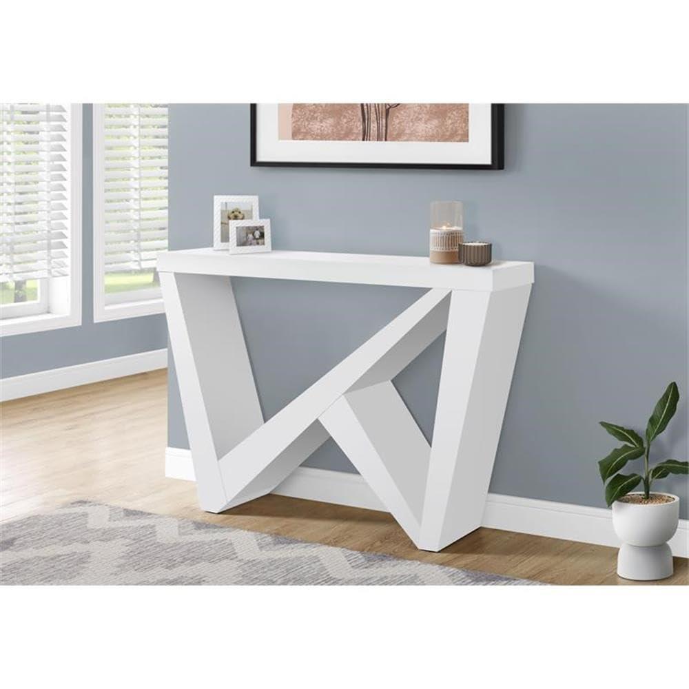 Monarch Specialties Accent Table Console Entryway Narrow Sofa Living Room Bedroom White Laminate Contemporary Modern