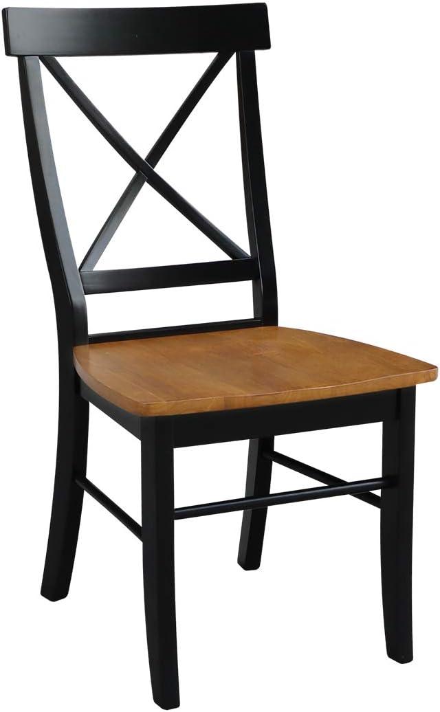 International Concepts Set of 2 X Back Chairs with Solid Wood Seats Black/Cherry Red: Hardwood Frame, Mid-Century Style