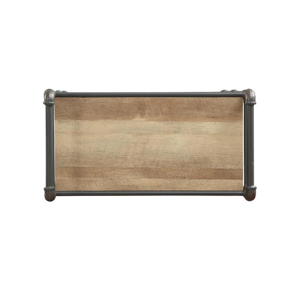 36" Itzel 3 Shelves Bookcase Antique Oak/Sandy Gray - Acme Furniture: Metal Frame, Open Back Design, Assembly Required