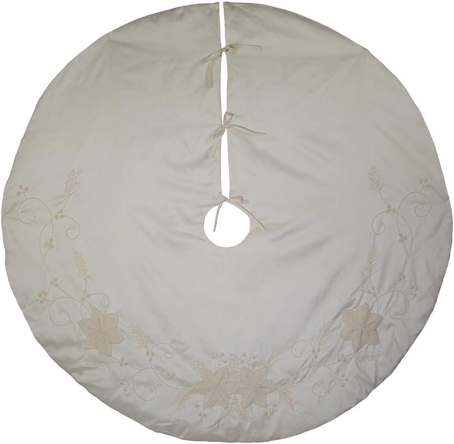 Kurt Adler 54-Inch Ivory with Pearl Beads Tree Skirt