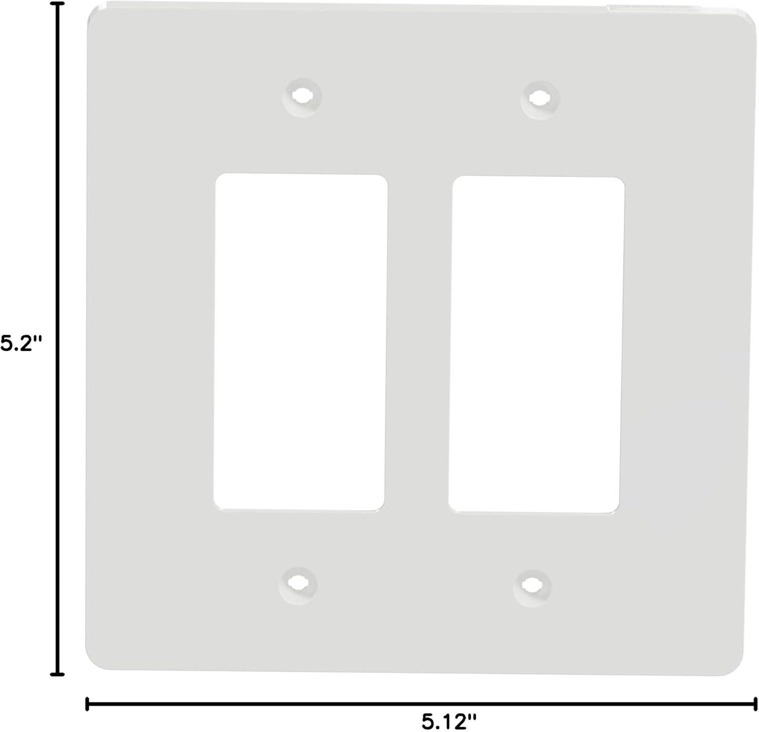 Matte White Mid-Size 2-Gang Polycarbonate Wall Plate