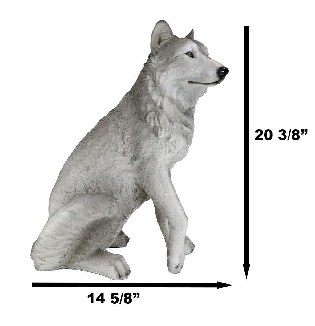 Ebros Large Dakota Wildlife Sitting Alpha Gray Wolf Statue 20.5" H