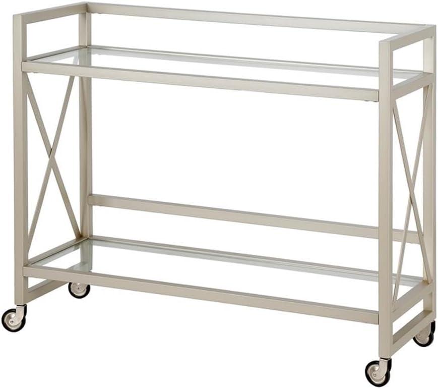 Evelyn&Zoe Contemporary Metal Bar Cart with Glass Shelf