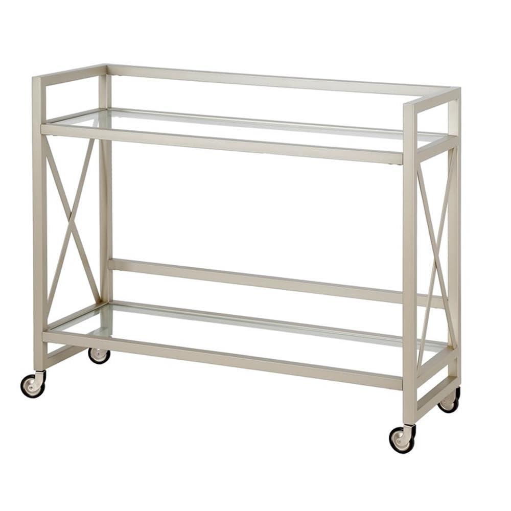 Evelyn&Zoe Contemporary Metal Bar Cart with Glass Shelf