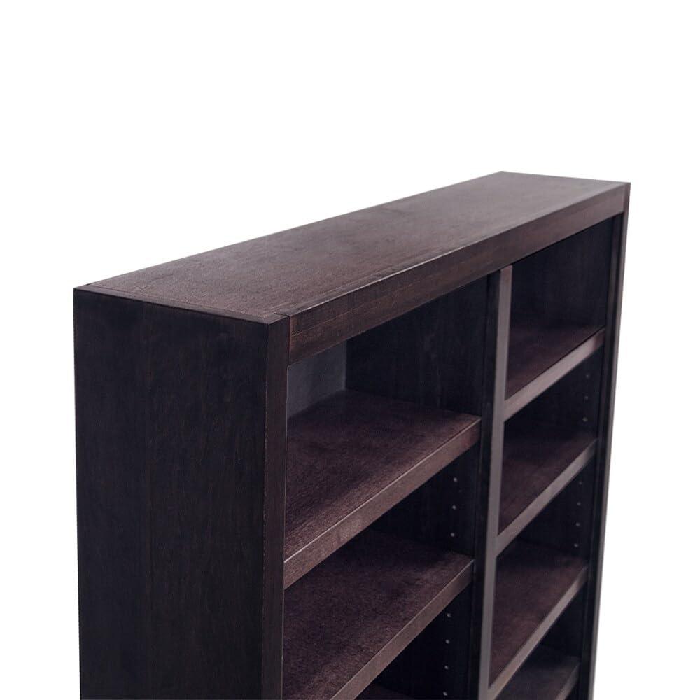 12 Shelf Double Wide Wood Bookcase, 84 inch Tall - Cherry Finish