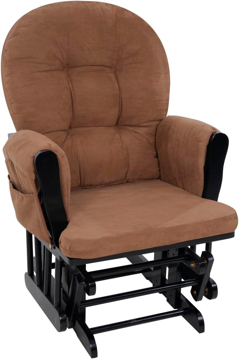 Nursery Glider & Ottoman Sets, Reclining Swivel Glider Rocker with Ottoman, Nursery Rocking Chair for Baby Room, Upholstered Nursery Recliner Glider with Ottoman, Padded Arms - Dark Gray, White